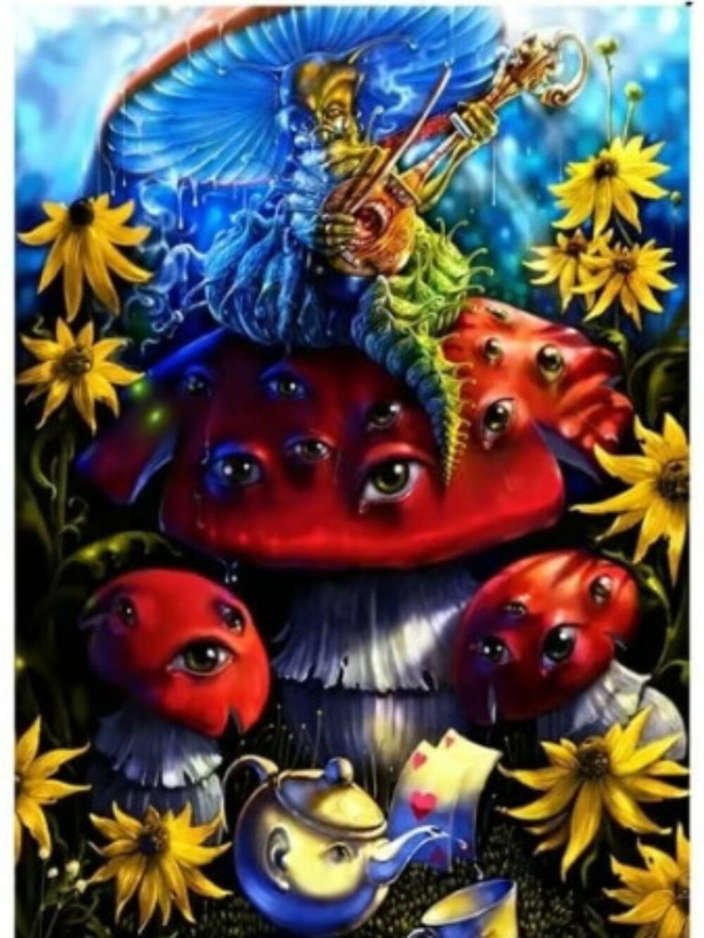 Alice In Wonderland Caterpillar Heady Art Print Tapestry ~ 30" x 45" ~Brand New!
